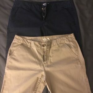 Mossimo Supply Co. Bermuda Length Shorts Size 7 ~ Navy & Khaki ~ 2 Pairs!!